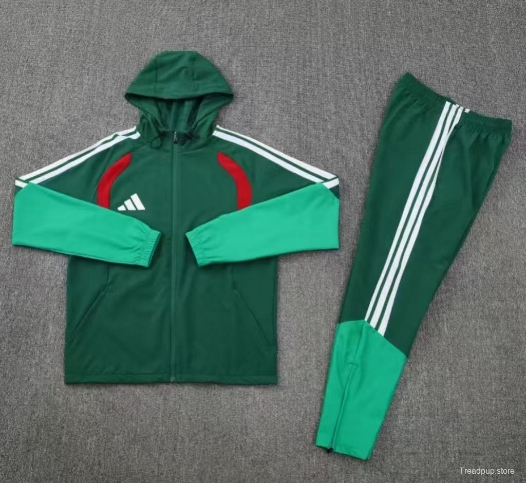 26/27 Adidas Navy Green &Light Green Full Zipper Hooded Windbreaker  Jacket Tracksuit + Long Pants
