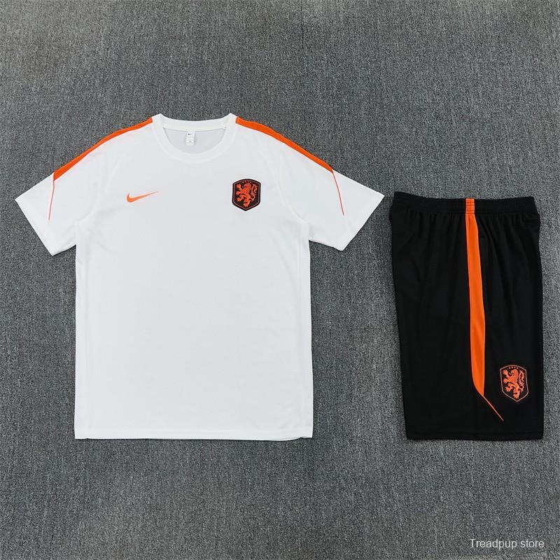 26/27  Netherlands Home White Short Sleeve + Soccer Shorts