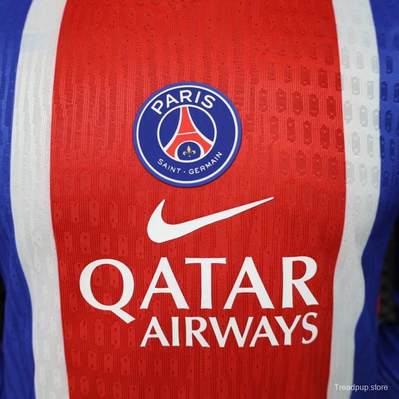 Player Version 26/27 PSG Blue & Red Stripe Long Sleeve Home Jersey