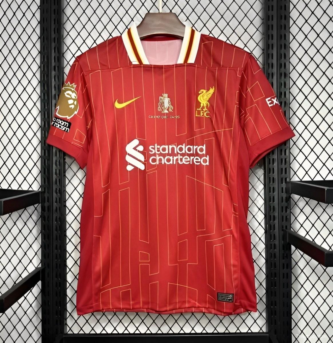 24/25 Liverpool Home Jersey With 20 Champions Printing