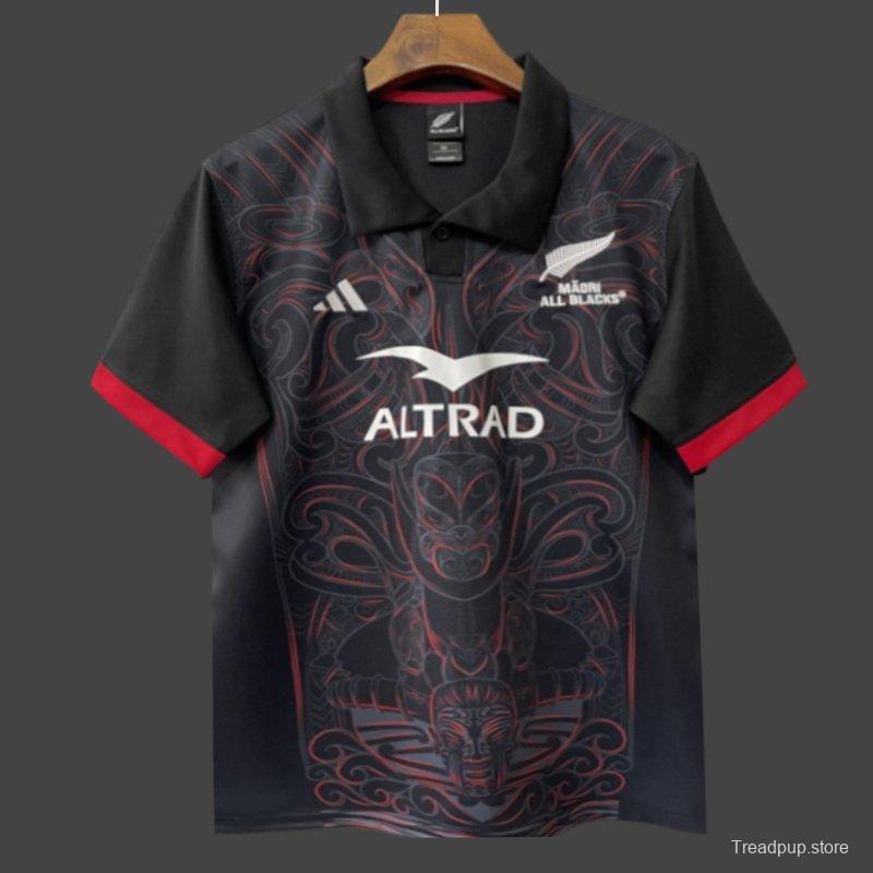 2026 Māori All Blacks Black with Māori Tiki Carving Jersey