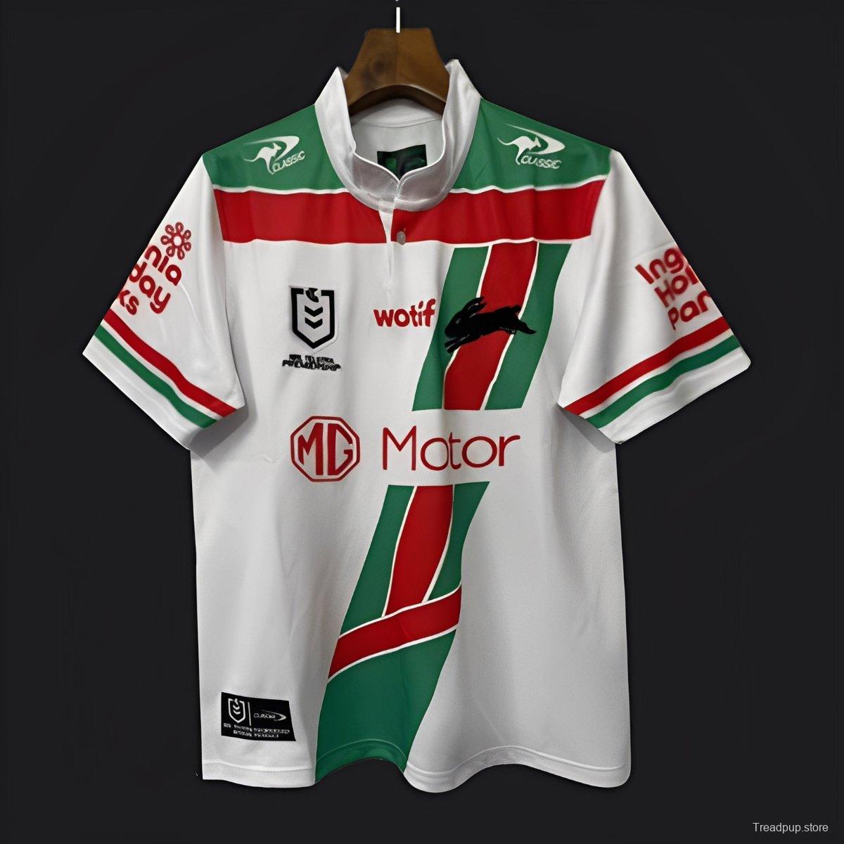 25/26 South Sydney Rabbitohs White with Red and Green Chevron Jersey