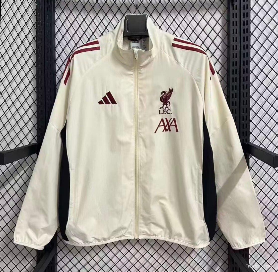 25/26 Liverpool White Full Zipper Windbreaker
