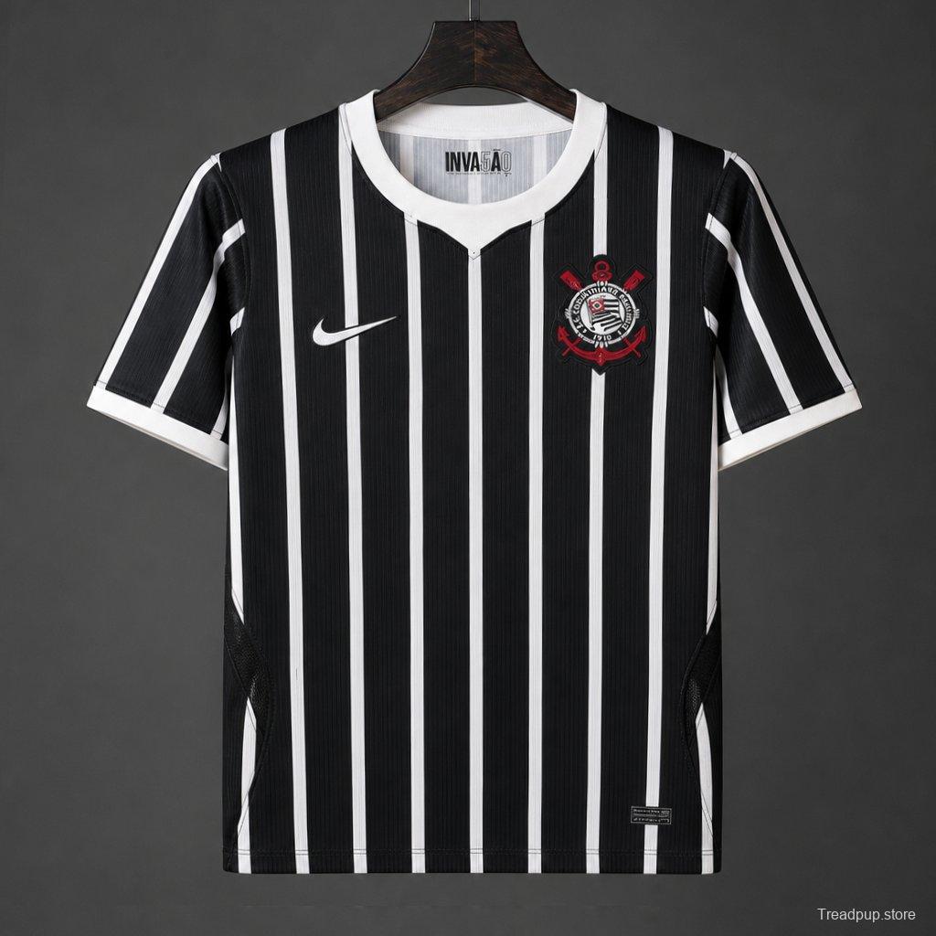 25/26 Corinthians Away Black White Pinstripes Jersey